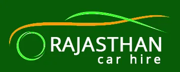 Logo of Rajasthan Car Hire featuring a stylized car outline in green and orange above the text 'RAJASTHAN car hire'